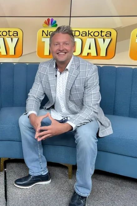 Blake Fason on the set of North Dakota Today