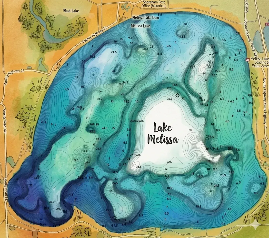 Depth chart of Lake Melissa