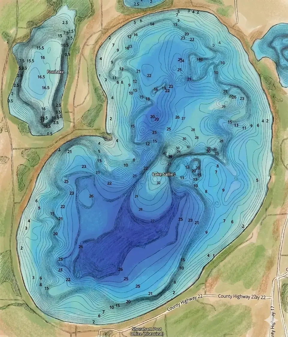 Depth chart of Lake Sallie