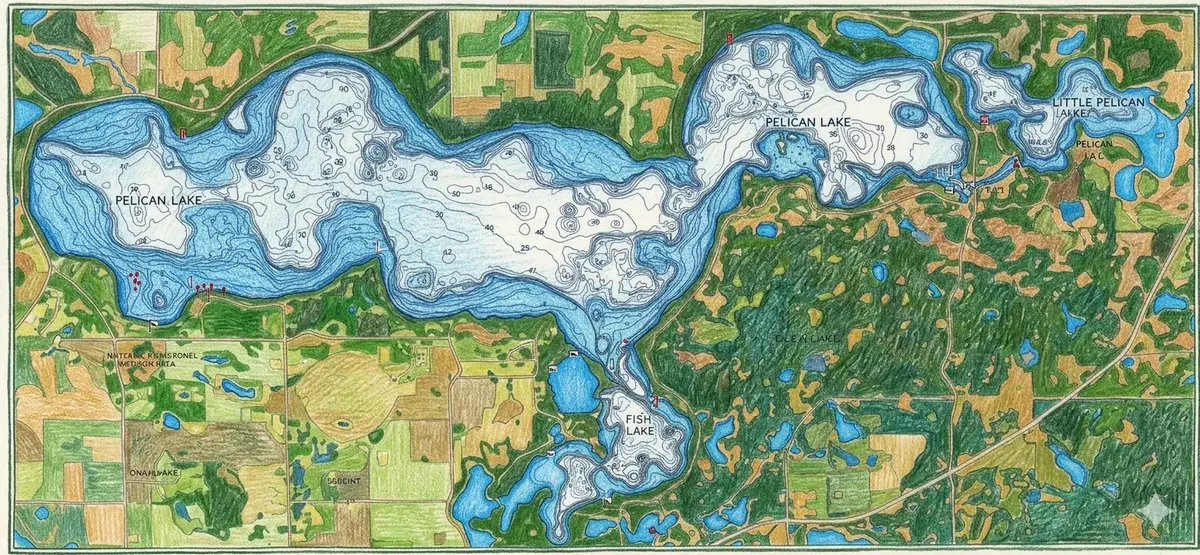 Depth chart of Pelican Lake